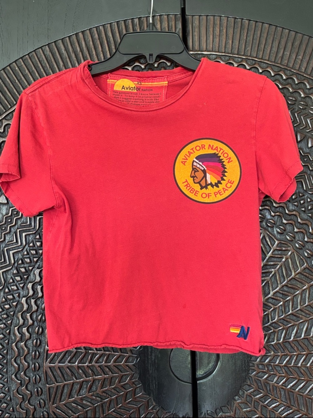 Aviator Nation red tee shirt XS tribe of peace